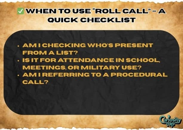 Roll Call or Role Call